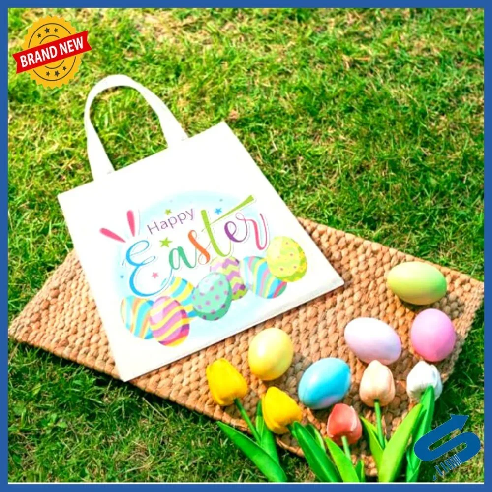 Reusable Canvas Tote Bags Easter Party Favors Spring Gift Bags Set